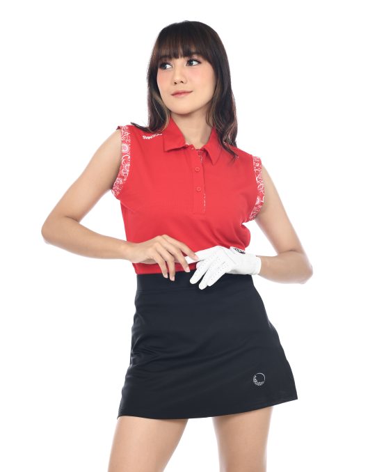 Svingolf Women Vlower Baju Golf Wanita Polo - Flag Red