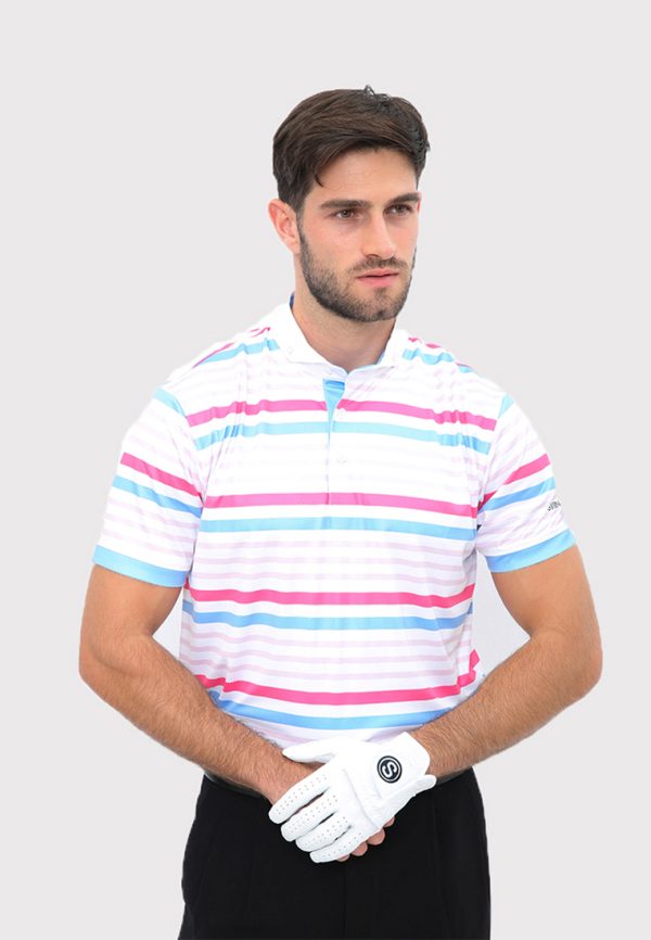 smooth line wm a Svingolf Smooth Line Polo Baju Golf Pria - White Magenta