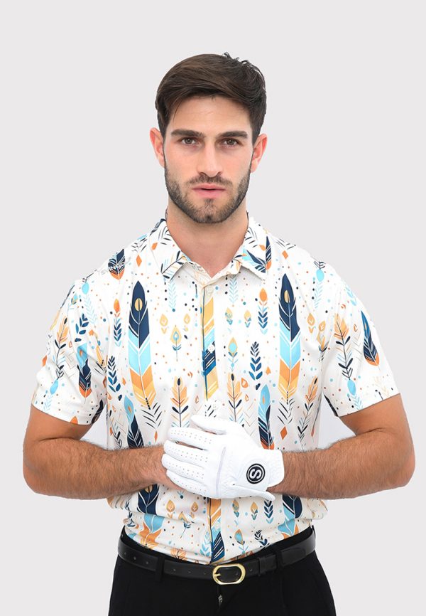 tribe feather a Svingolf Tribe Feather Polo Baju Golf Pria - Cream